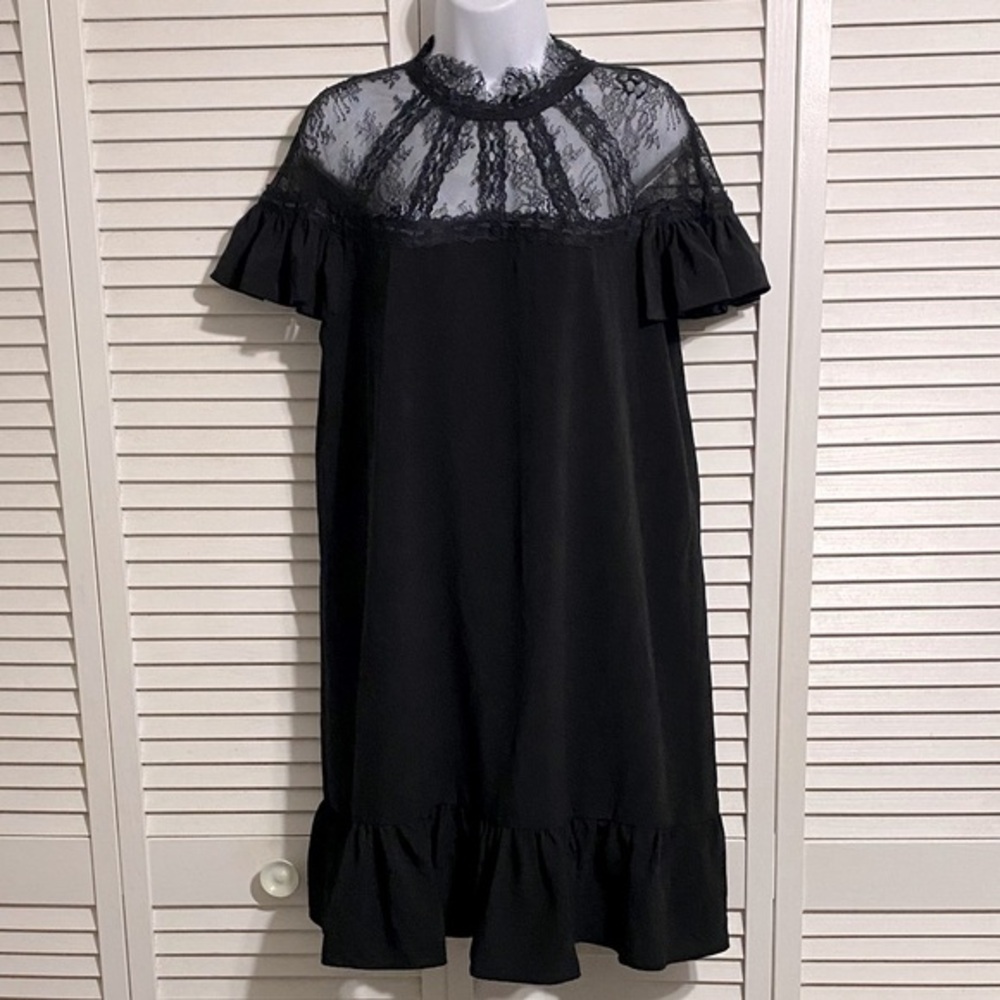 Tahari ASL Black Lace Yoke Dress